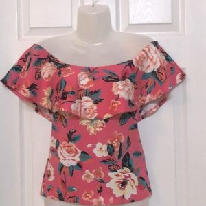 Off the shoulder pink blouse